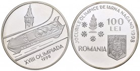 Romania. 100 lei. 1998. (Km-140). Ag. 27,00 g. Olympic Games Nagano 1998. Mintage 2000. PR. Est...40,00.   

SPANISH DESCRIPTION: Rumanía. 100 lei. 19...