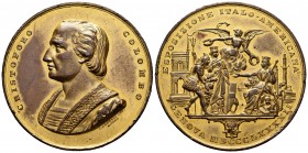 Italy. Medal. 1892. Milano. Rev.: ESPOSIZIONE  ITALO-AMERICAN  GENOVA  MDCCCLXXXXII. 82,00 g. Engraver: E. Pintore. 54,50 mm. Almost XF. Est...50,00. ...