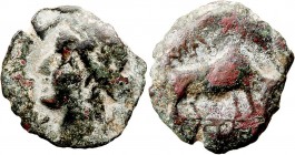 MONEDAS ANTIGUAS
GALIA
AE-13. (C. 80-49 a.C.) A/Cabeza laureada de Apolo a izq. R/Toro a der. 1,85 g. Maurel 211,20. BC