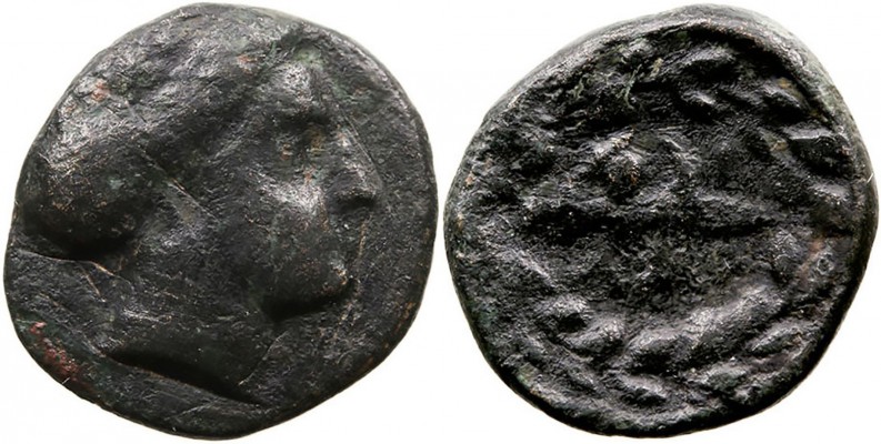 MONEDAS ANTIGUAS
TESALIA
Larissa. AE-12. (C. 302-286 a.C.) A/Cabeza de la ninf...