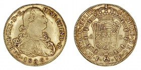 MONARQUÍA ESPAÑOLA
CARLOS IV
8 Escudos. AV. Popayán JF. 1806. 26,95 g. CAL.89. MBC/MBC+
