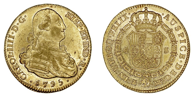 MONARQUÍA ESPAÑOLA
CARLOS IV
4 Escudos. AV. Madrid MF. 1795. 13,33 g. CAL.204....