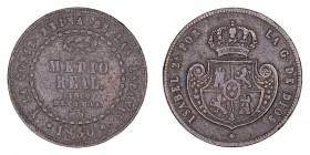 MONARQUÍA ESPAÑOLA
ISABEL II
1/2 Real. AE. Segovia. 1850. CAL.575. BC+