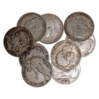 LA PESETA
LOTES DE CONJUNTO
Lote de 9 monedas. AR. Peseta 1869, 1870, 1881, 1882, 1893, 1900 (3) y 1903. MBC a BC-