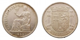 LA PESETA
II REPÚBLICA
Peseta. AR. 1933 *3-4. 5,01 g. CAL.1. EBC/EBC+