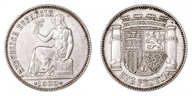 LA PESETA
II REPÚBLICA
Peseta. AR. 1933 *3-4. 5,02 g. CAL.1. MBC