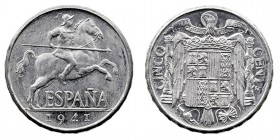 LA PESETA
ESTADO ESPAÑOL
5 Céntimos. Aluminio. 1941. PLVS-VLTRA. CAL.134. Brillo. SC