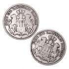 MONEDAS EXTRANJERAS
ALEMANIA
Lote de 2 monedas. AR. 2 Marcos 1876 J y 1877 J. MBC-