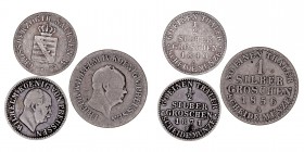 MONEDAS EXTRANJERAS
ALEMANIA
Lote de 3 monedas. AR. Silber Groschen 1856 A (Wilhem IV), 1/2 Silber Groschen 1840 A (Sachsen) y 1871 (Wilhelm) MBC- a...