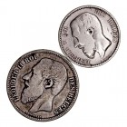 MONEDAS EXTRANJERAS
BÉLGICA
LEOPOLDO II
Lote de 2 monedas. AR. 2 Francos 1867 y Franco 1886. MBC-