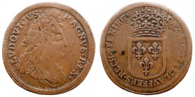 MONEDAS EXTRANJERAS
FRANCIA
LUIS XIV
Jetón. AE. Acuñado por Lazarus Gottlieb Lauffer (1663-1709) en Nuremberg. MBC-