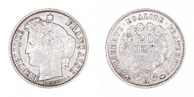 MONEDAS EXTRANJERAS
FRANCIA
20 Céntimos. AR. 1851 A. 1,00 g. KM.758,1. EBC/EBC-