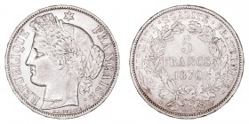 MONEDAS EXTRANJERAS
FRANCIA
5 Francos. AR. 1870 A. 24,91 g. KM.818,1. MBC+/MBC-