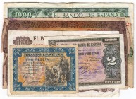 BILLETES
ESTADO ESPAÑOL, BANCO DE ESPAÑA
Lote de 6 billetes. Peseta Junio 1940, 2 Pesetas 1938, 100 Pesetas 1936, 1938 (roturas) y 1970 sin serie, 1...