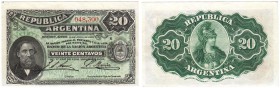 BILLETES
ARGENTINA
20 Centavos. 21 Agosto 1890. P.229A. EBC+