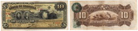 BILLETES
MÉJICO
10 Pesos. Banco de Coahuila. 15 Febrero 1914. Con sellos en rev. Número a tinta en rev. P.-. Punto de aguja, si no MBC+