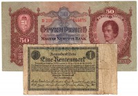 BILLETES
LOTES DE CONJUNTO
Lote de 2 billetes. Alemania Rentenmark 1923 y Hungria 50 Pengo1932. MBC+ a BC-