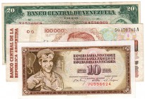 BILLETES
LOTES DE CONJUNTO
Lote de 3 billetes. Argentina 100000 Australes (pegado con celo), Yugoeslavia 10 Dinara 1968 y Venezuela 20 Bolivares 196...