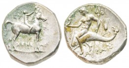 Calabria, Tarentum, Nomos, 273-235 BC, AG 6.5 g. 
Ref : Vlasto 865-6
EF