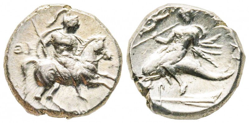 Calabria, Tarentum, Nomos, 273-235 BC, AG 6.52 g. 
Ref : Vlasto 899-902, SNG ANS...
