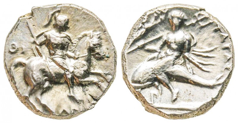 Calabria, Tarentum, Nomos, 273-235 BC, AG 6.58 g. 
Ref : Vlasto 899-902, SNG ANS...