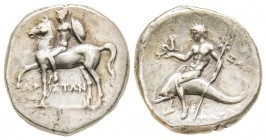 Calabria, Tarentum, Nomos, 273-235 BC, AG 6.4 g. 
Ref : Vlasto 931-3
EF