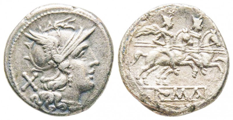 Roman Republic, anonymous, Denarius, AG 3.9 g.
Ref : Crawford 80/1a
VF