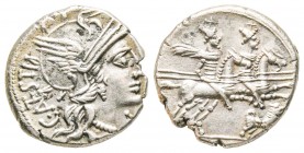 Roman Republic, C. Antestius, Denarius, 146 BC, AG 3.7 g. 
Ref : Crawford 219/1a, Syd. 406
XF