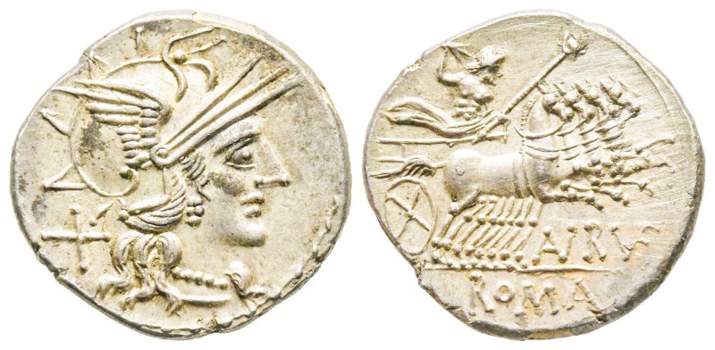 Roman Republic, T. Aurelius Rufus, Denarius, 144 BC, AG 3.87 g.
Ref : Crawford 2...