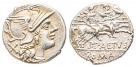 Roman Republic, P. Aelius Paetus, Denarius, 138 BC, AG 3.5 g.
Ref : Crawford 233/1
XF