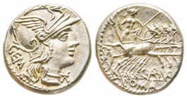 Roman Republic, C. Aburius Geminus, Denarius, 134 BC, AG 3.89 g.
Ref : Crawford 244/1, Syd. 490
AU