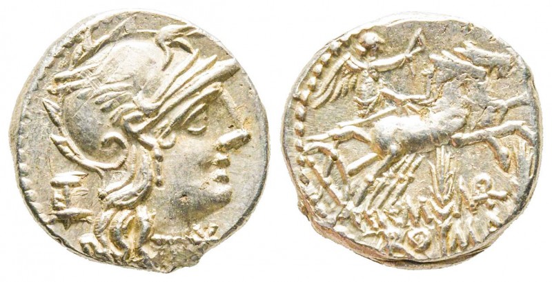 Roman Republic, M. Marcius Mn.f., Denarius, 134 BC, AG 3.93 g. 
Ref : Crawford 2...