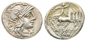 Roman Republic, Marcus Aburius Geminus, Denarius, 132 BC, AG 3.9 g.
Ref : Crawford 250/1
XF