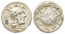 Roman Republic, Q. Caecilius Metellus, Denarius, 130 BC, AG 3.06 g.
Ref : Crawford 263/1b, Syd. 480a
VF/XF