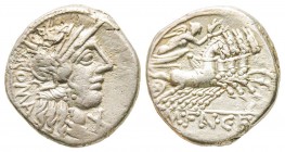 Roman Republic, M. Fannius C.f., Denarius, 149 BC, AG 3.8 g.
Ref : Crawford 275/1
VF