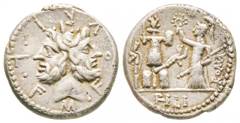 Roman Republic, M. Furius L.f. Philus, Denarius, 120 BC, AG 3.82 g.
Ref : Crawfo...