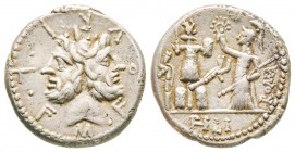 Roman Republic, M. Furius L.f. Philus, Denarius, 120 BC, AG 3.82 g.
Ref : Crawford 281/1, Syd. 529
XF