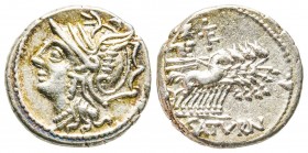 Roman Republic, L. Appuleius Saturninus, Denarius, 104 BC, AG 3.9 g. 
Ref : Crawford 317/3b
AU