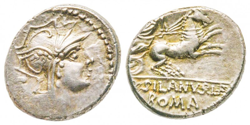 Roman Republic, Decimus Junius Silanus, Denarius , 91 BC, AG 4.01 g.
Ref : Crawf...