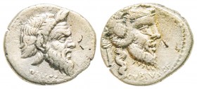 Roman Republic, Caius Vibius Pansa, Denarius, 90 BC, AG 3.5 g.
Ref : Crawford 342/1, Syd. 689
VF. Very rare