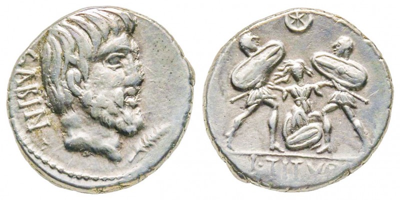 Roman Republic, L. Tituri L.f. Sabinus, Denarius, 89 BC, AG 4.28 g.
Ref : Crawfo...