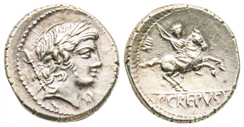Roman Republic, P. Crepusius, Denarius, 82 BC, AG 3.76 g.
Ref : Crawford 361/1b,...