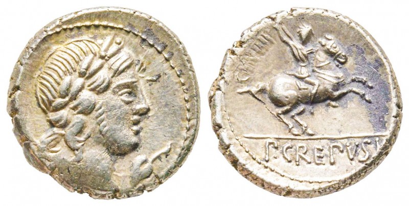 Roman Republic, P. Crepusius, Denarius, 82 BC, AG 3.9 g.
Ref : Crawford 361/1b, ...