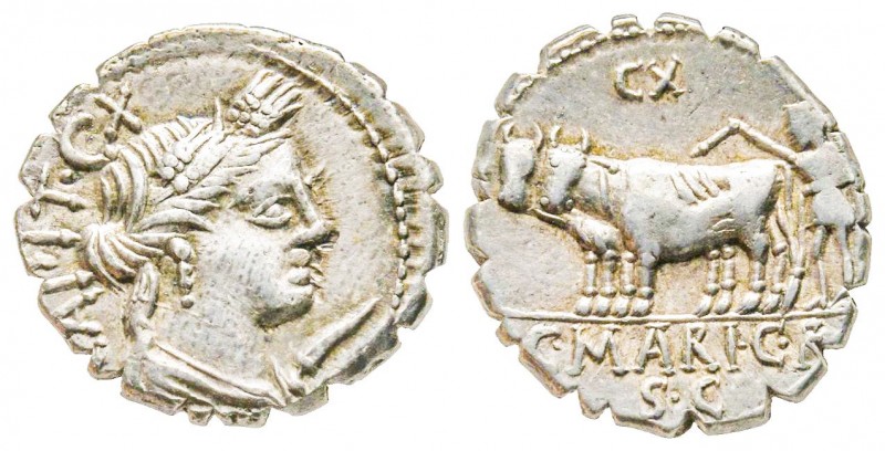 Roman Republic, C. Marius C.f. Capito, Denarius, 81 BC, AG 3.94 g.
Ref : Crawfor...