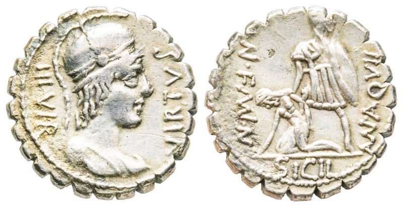 Roman Republic, Mn. Aquillius, Denarius serratus, 65 BC, AG 3.90 g.
Ref : Crawfo...