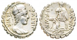 Roman Republic, Mn. Aquillius, Denarius serratus, 65 BC, AG 3.90 g.
Ref : Crawford 401/1
XF