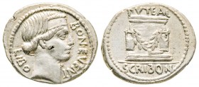 Roman Republic, L. Scribonius Libo, Denarius, 62 BC, AG 3.87 g.
Ref : Crawford 416/1a
XF