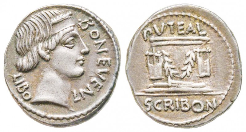 Roman Republic, L. Scribonius Libo, Denarius, 62 BC, AG 4.1 g.
Ref : Crawford 41...