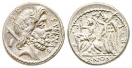 Roman Republic, M. Nonius Sufenas, Denarius, 59 BC, AG 3.81 g. 
Ref : Crawford 421/1
XF