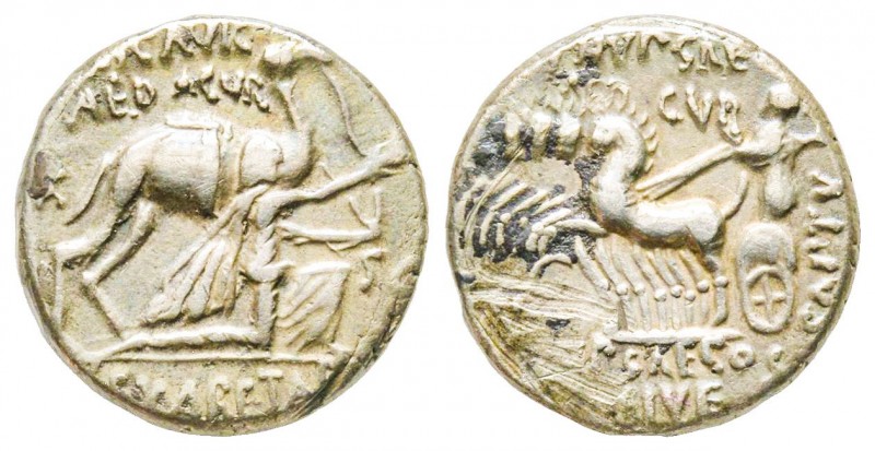 Roman Republic, M. Aemilius Scaurus & Pub. Plautius Hypsaeus, Denarius, 58 BC, A...